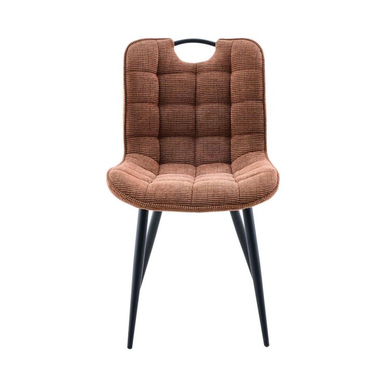 Symphony Dining Chair - Set of 2 - Rust Orange and Black - Fabric and Metal