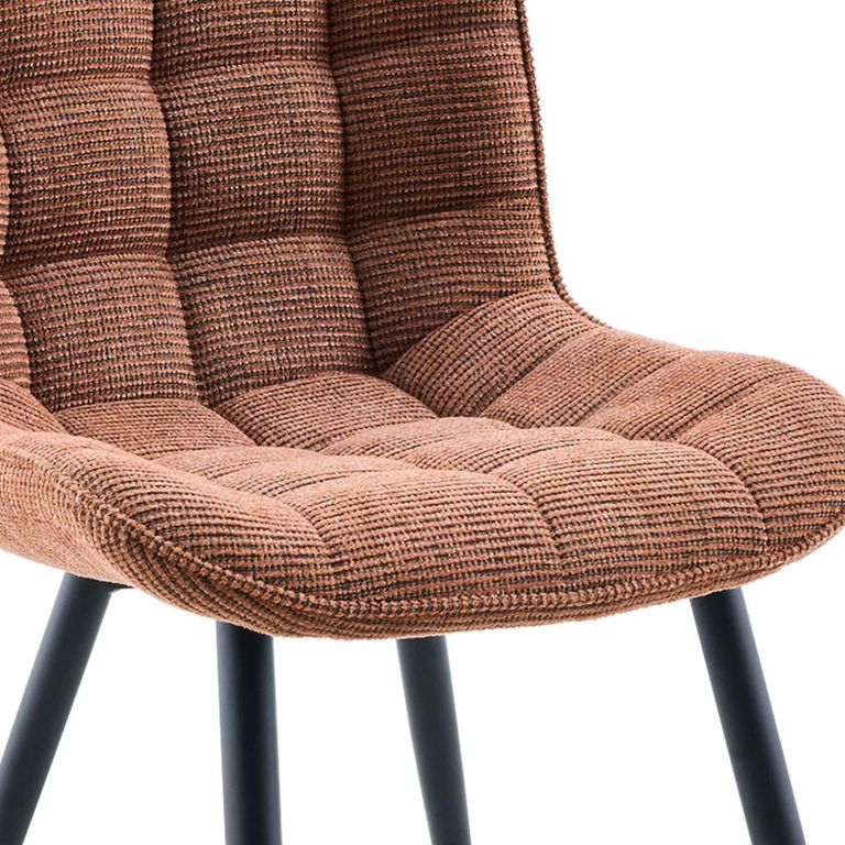 Symphony Dining Chair - Set of 2 - Rust Orange and Black - Fabric and Metal