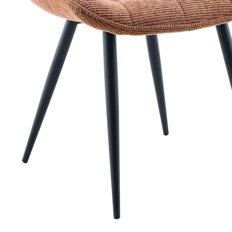 Symphony Dining Chair - Set of 2 - Rust Orange and Black - Fabric and Metal