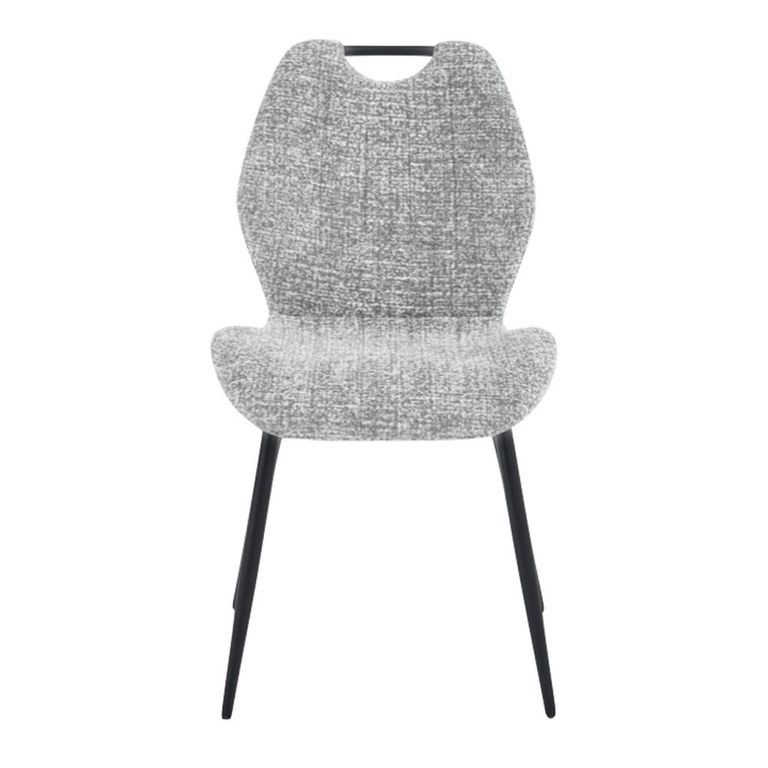 Turin Dining Chair - Set of 2 - Light Grey and Black - Fabric and Metal