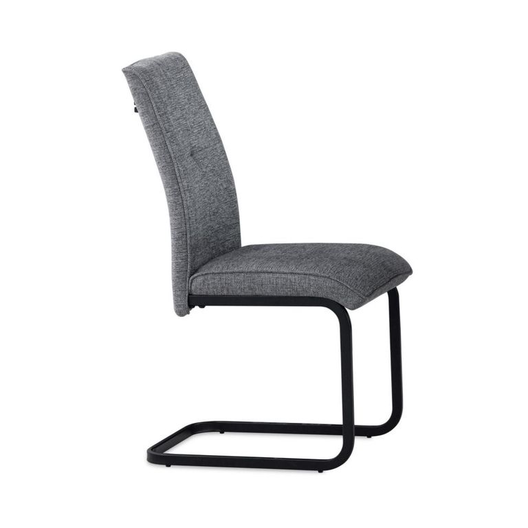 Venezia Cantilever Dining Chair - Set of 2 - Grey and Black - Fabric and Metal