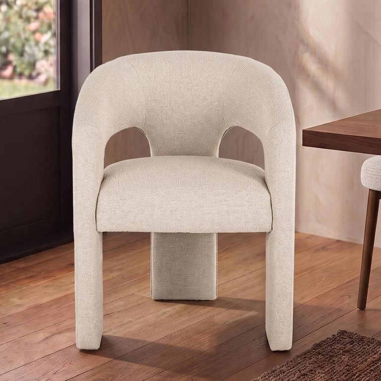 Belle Dining Armchair - Curved Back - Biscotti - Fabric