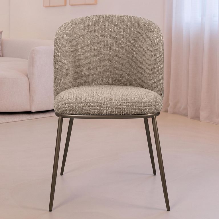 Elvi Dining Chair - Set of 2 - Mocca Chunky - Fabric and Metal