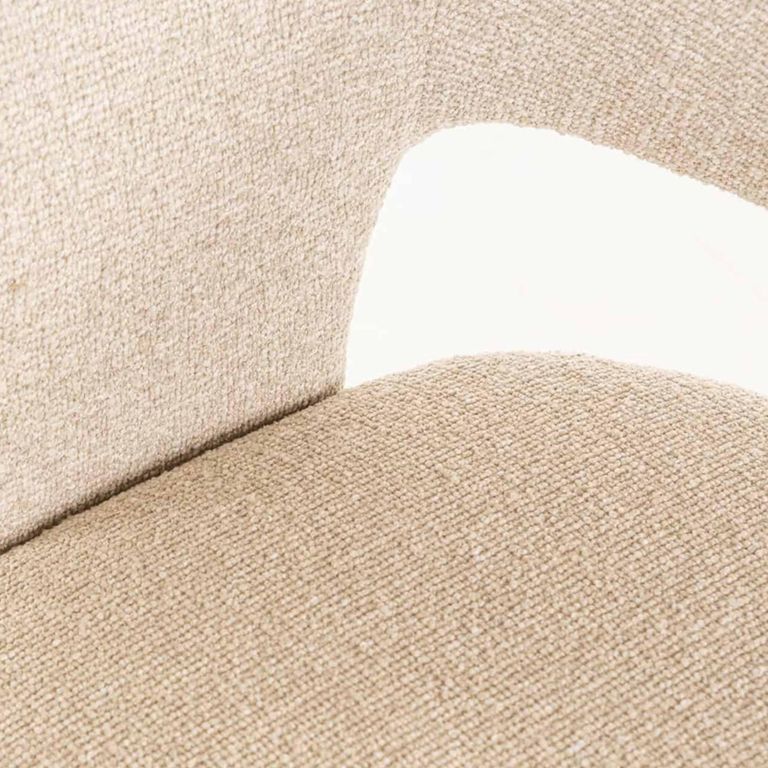 Belle Dining Armchair - Curved Back - Biscotti - Fabric