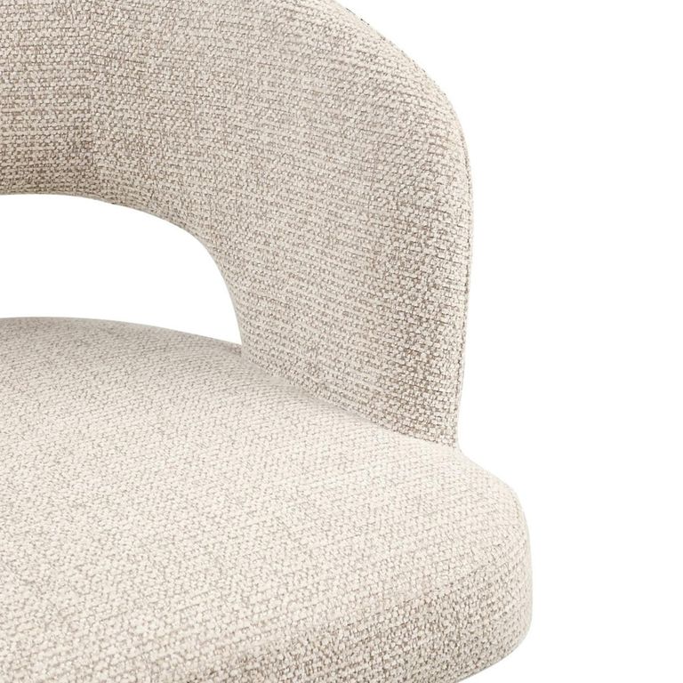 Blanca Swivel Dining Armchair - Curved Back - Fancy Natural - Fabric and Metal