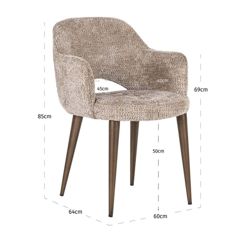 Delphina Dining Armchair - Lovely Nature - Fabric and Metal