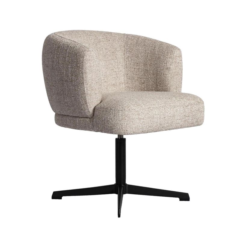Dinan Swivel Dining Armchair - Cream Tweed - Fabric and Metal