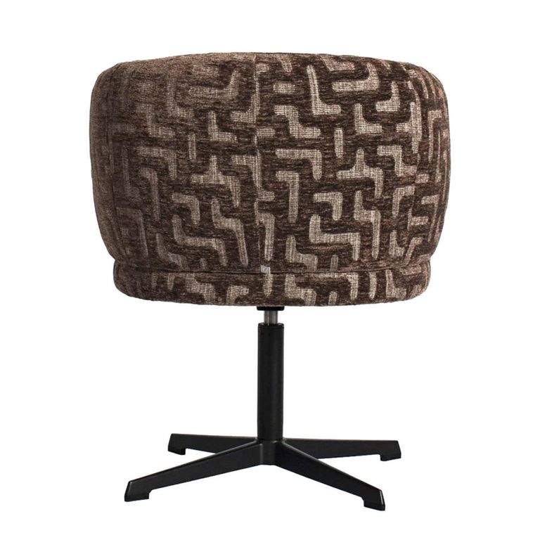 Dinan Swivel Dining Armchair - Labyrinth - Brown - Fabric and Metal