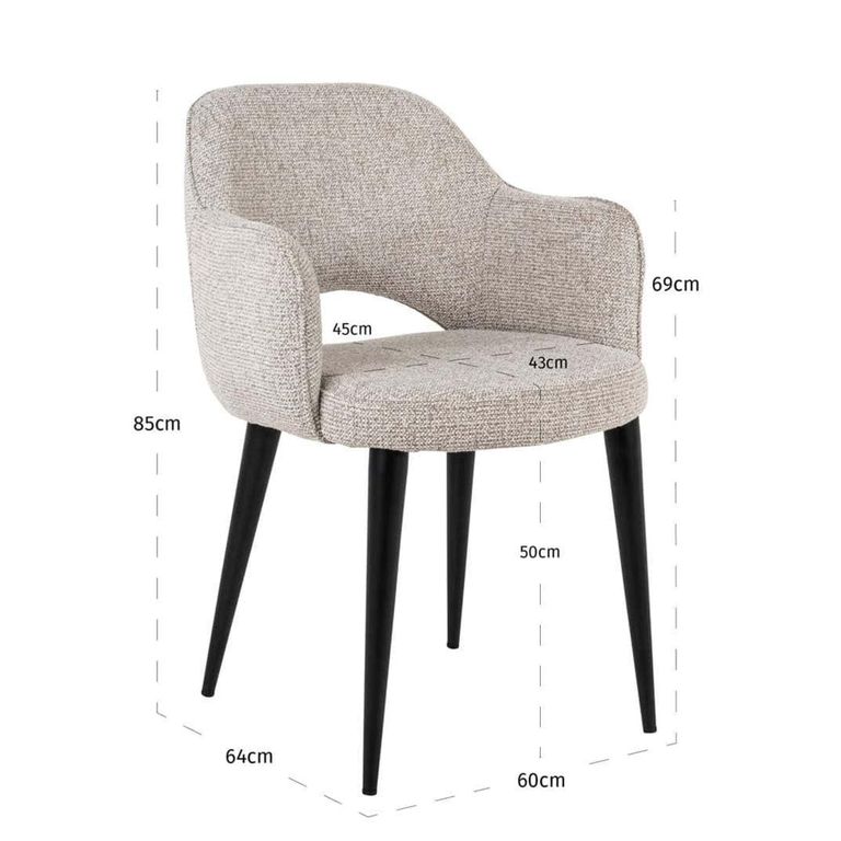 Giovanna Dining Armchair - Fancy Natural - Fabic and Metal