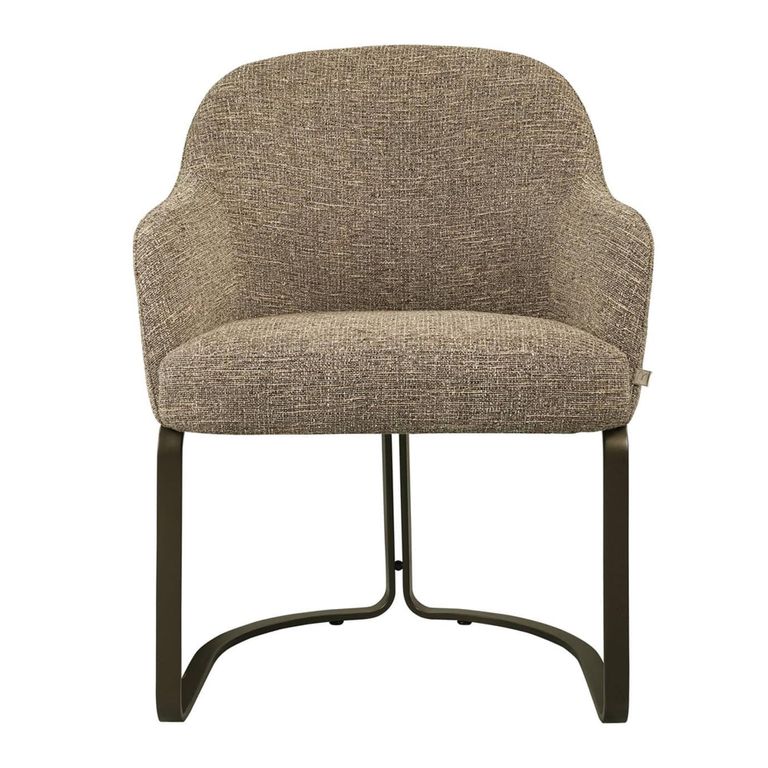 Hadley Dining Armchair - Cantilever Base - Brown Tweed - Fabric and Metal