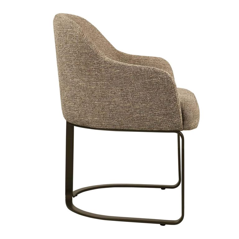 Hadley Dining Armchair - Cantilever Base - Brown Tweed - Fabric and Metal
