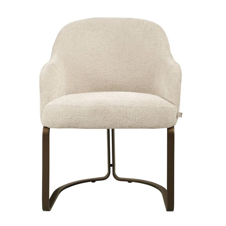 Hadley Dining Armchair - Cantilever Base - Natural Boldweave - Fabric and Metal