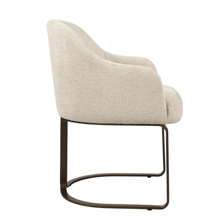 Hadley Dining Armchair - Cantilever Base - Natural Boldweave - Fabric and Metal