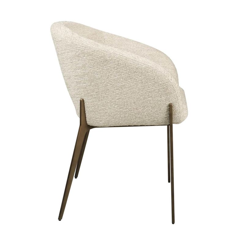 Kenzi Dining Armchair - Curved Back - Natural Linear - Fabric and Wood
