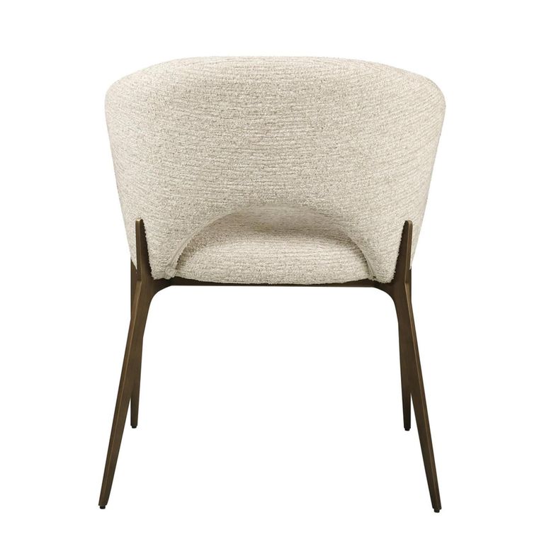 Kenzi Dining Armchair - Curved Back - Natural Linear - Fabric and Wood
