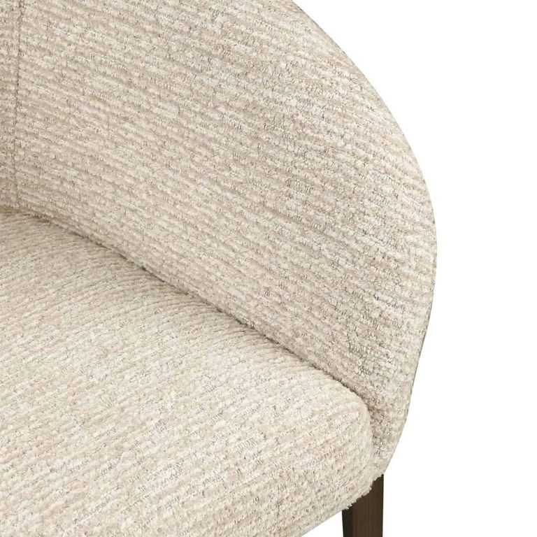 Kenzi Dining Armchair - Curved Back - Natural Linear - Fabric and Wood