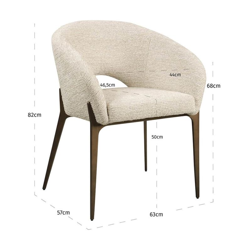 Kenzi Dining Armchair - Curved Back - Natural Linear - Fabric and Wood