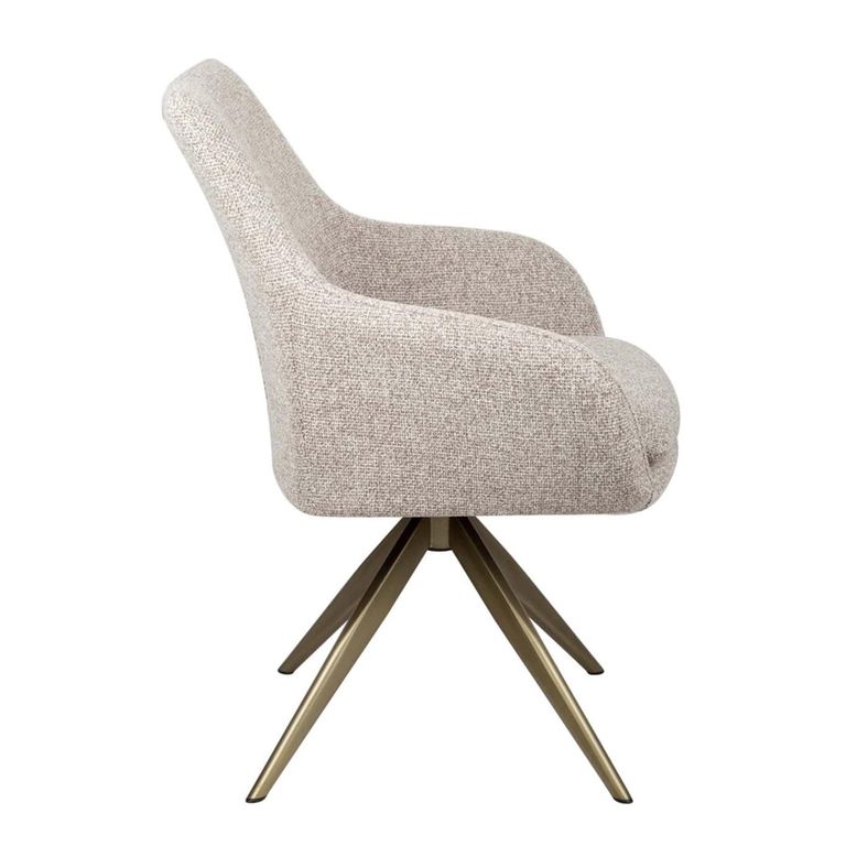 Lisonne Swivel Dining Armchair - Sand - Fabric and Metal