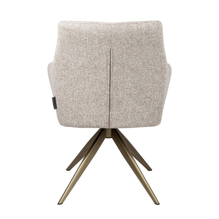 Lisonne Swivel Dining Armchair - Sand - Fabric and Metal