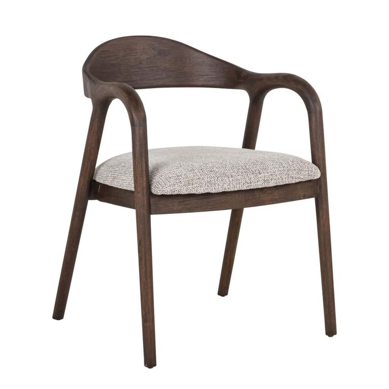 Mihara Dining Armchair - Curved Back - Mocco - Fabric and Wood
