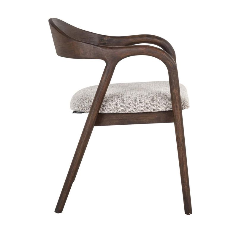 Mihara Dining Armchair - Curved Back - Mocco - Fabric and Wood