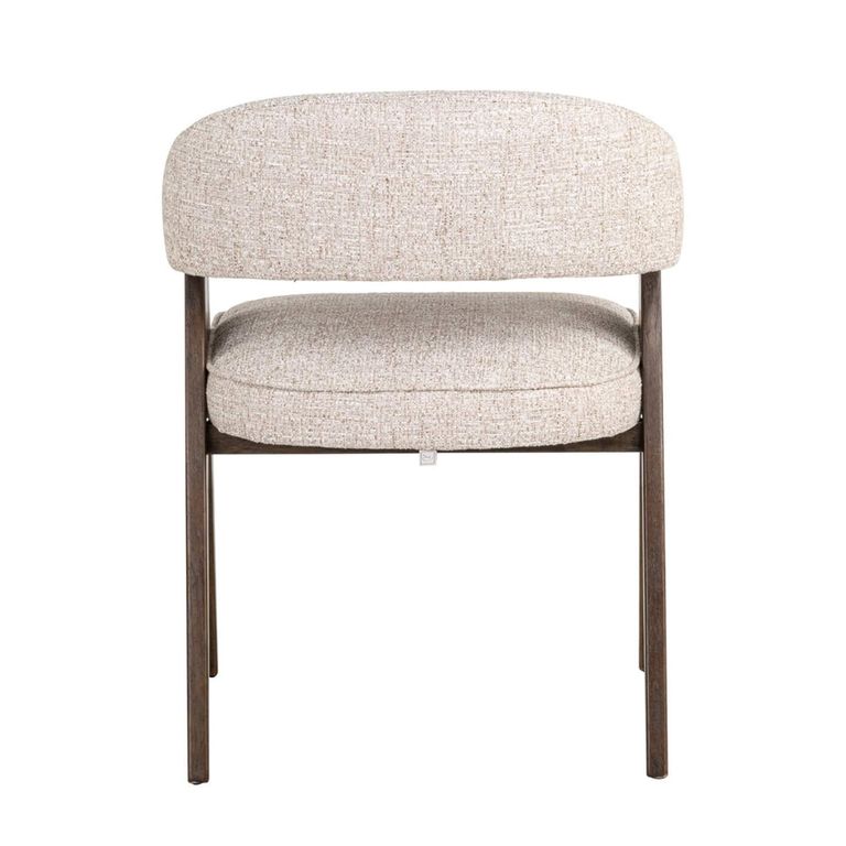 Mori Dining Armchair - Curved Back - Cream Tweed - Fabric and Wood