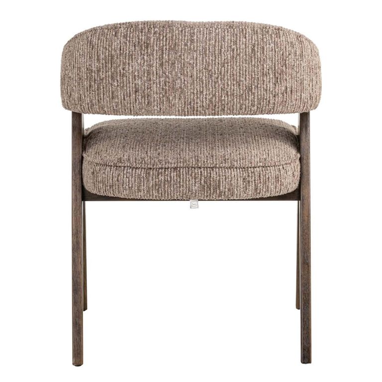 Mori Dining Armchair - Mocca Linear - Fabric and Wood