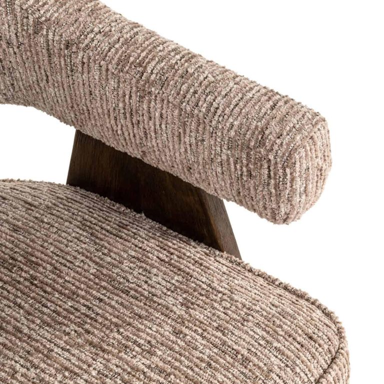 Mori Dining Armchair - Mocca Linear - Fabric and Wood