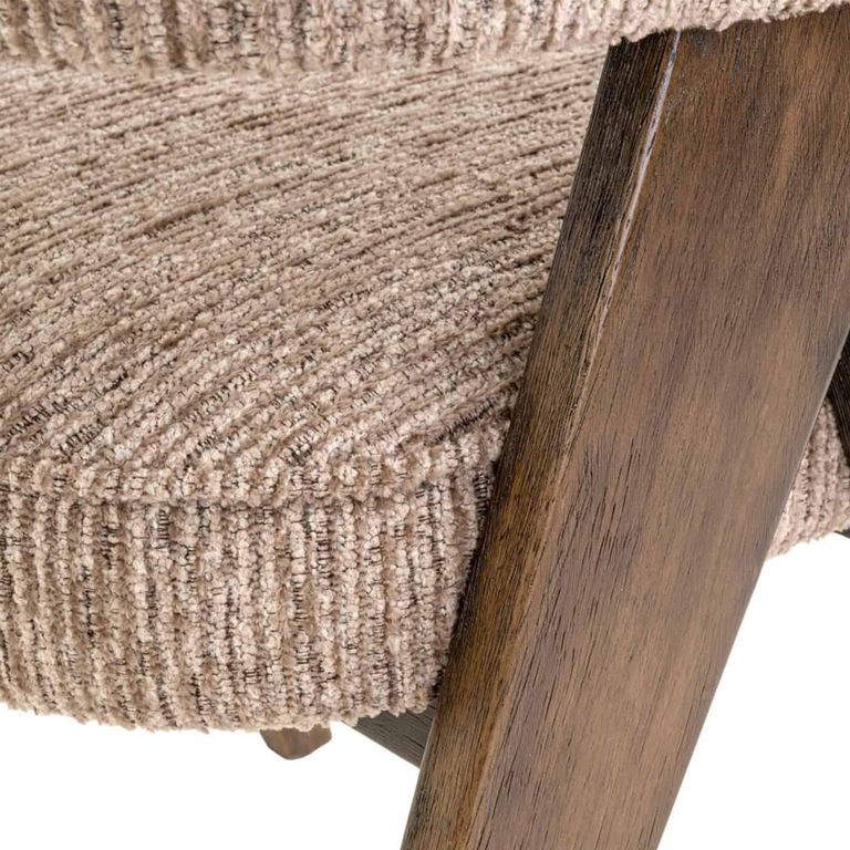 Mori Dining Armchair - Mocca Linear - Fabric and Wood
