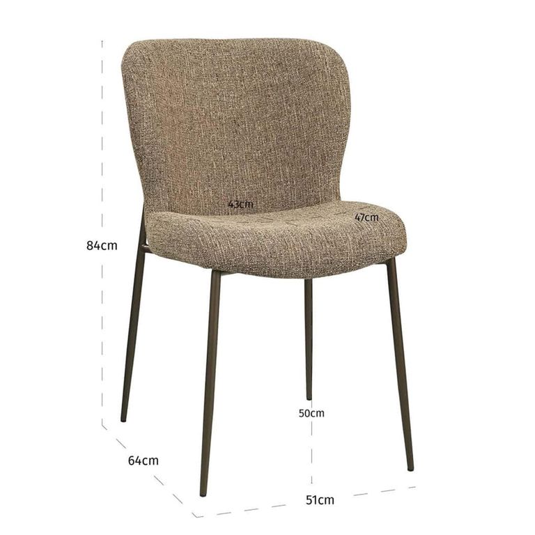 Odarby Dining Chair - Set of 2 - Brown Tweed - Fabric and Metal