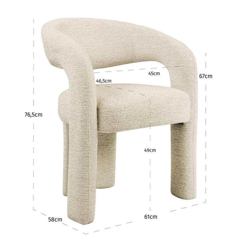 Soho Dining Armchair - Curved Back - Natural Linear - Fabric