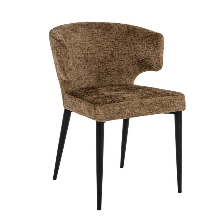Taylor Dining Chair - Wing Back - Brandy Fusion - Fabric and Metal