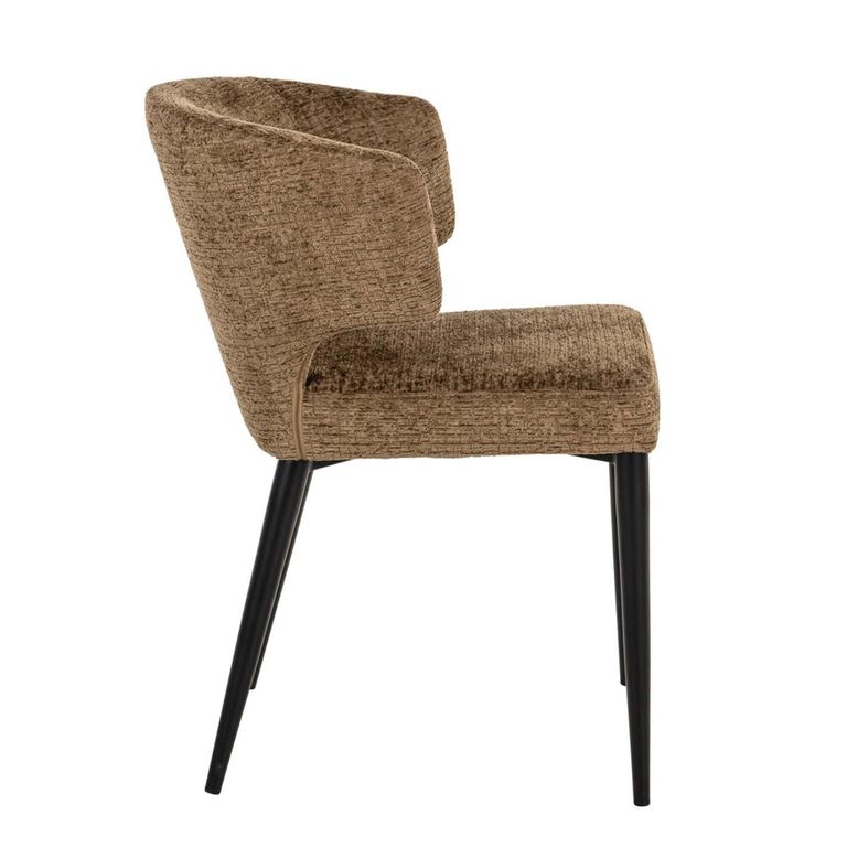 Taylor Dining Chair - Wing Back - Brandy Fusion - Fabric and Metal