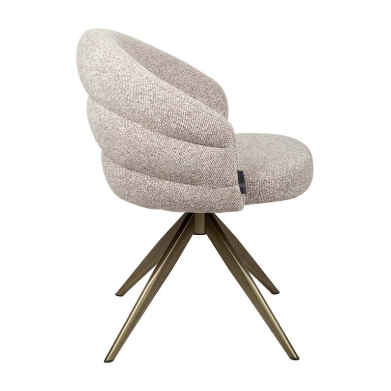 Zendaya Swivel Dining Armchair - Curved Back - Cayenne Brown - Fabric and Metal