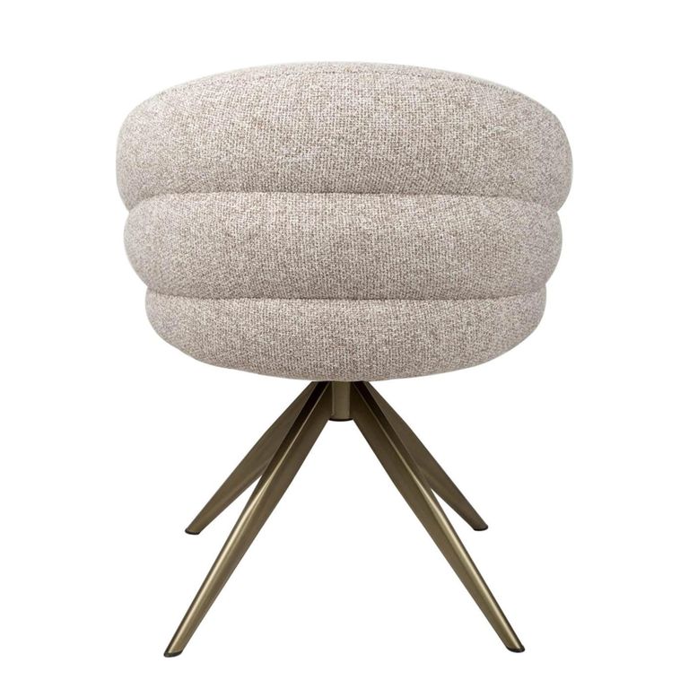 Zendaya Swivel Dining Armchair - Curved Back - Cayenne Brown - Fabric and Metal