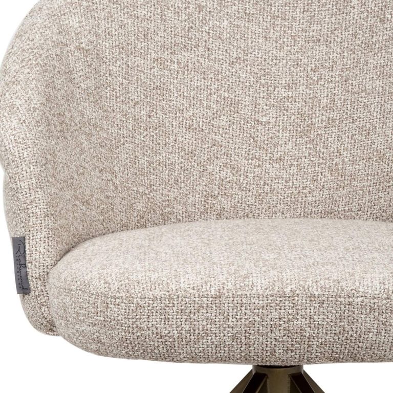 Zendaya Swivel Dining Armchair - Curved Back - Cayenne Brown - Fabric and Metal
