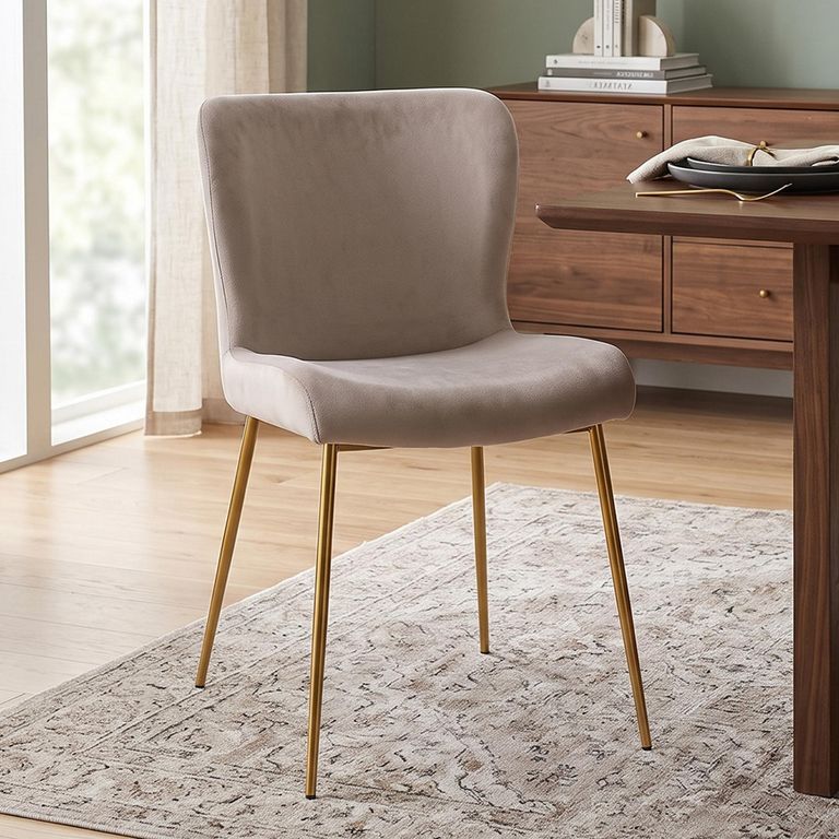 Odessa Dining Chair - Set of 2 - Sand and Gold - Fabric and Metal