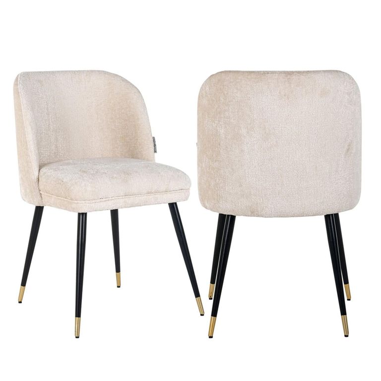 Alicia Dining Chair - White Chenille - Fabric and Metal