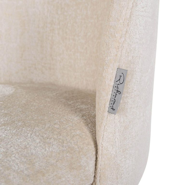 Alicia Dining Chair - White Chenille - Fabric and Metal