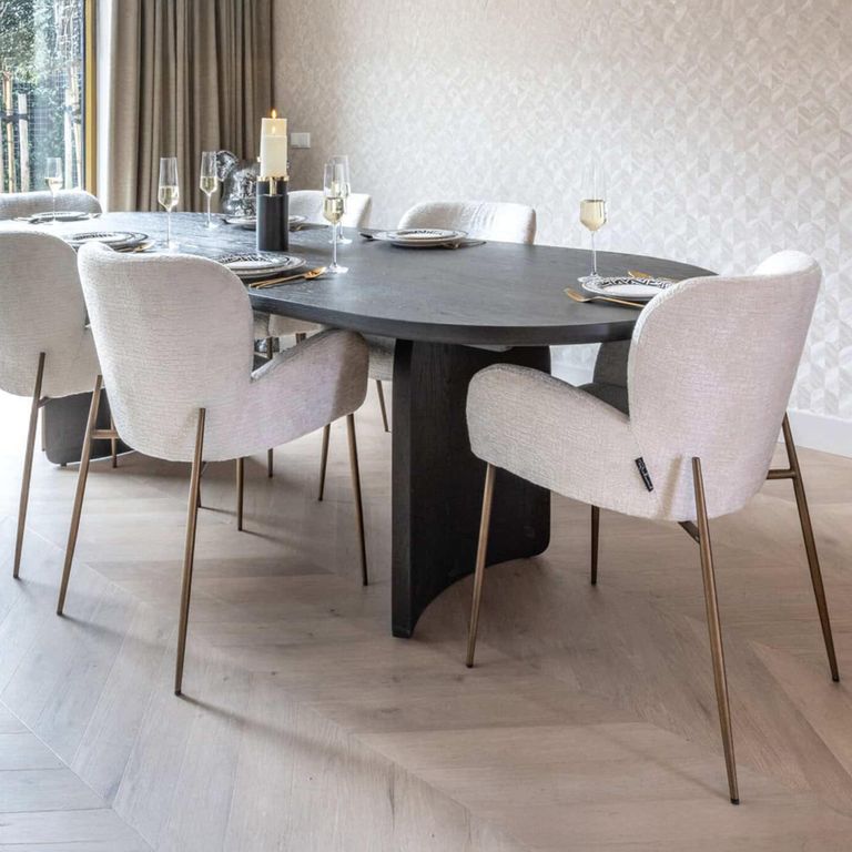 Amber Dining Armchair - Cream Fusion - Fabric and Metal
