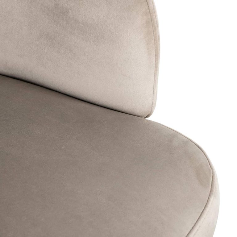 Amphara Dining Armchair - Curved Back - Sand Velvet - Fabric and Metal