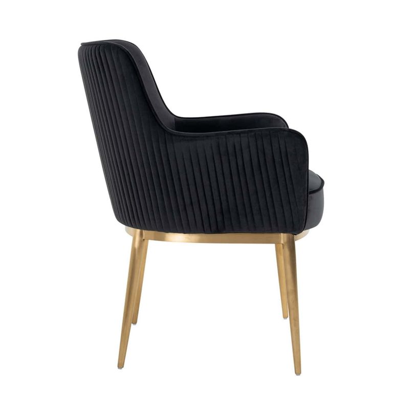 Breeze Dining Armchair - Set of 2 - Quartz Anthracite and Gold - Fabric and Metal