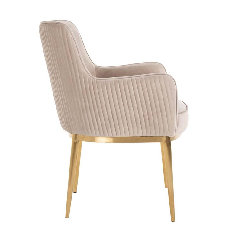 Breeze Dining Armchair - Set of 2 - Sand and Gold - Fabric and Metal