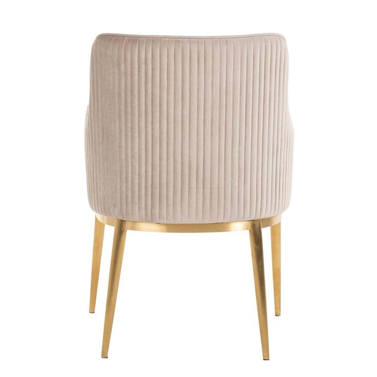 Breeze Dining Armchair - Set of 2 - Sand and Gold - Fabric and Metal