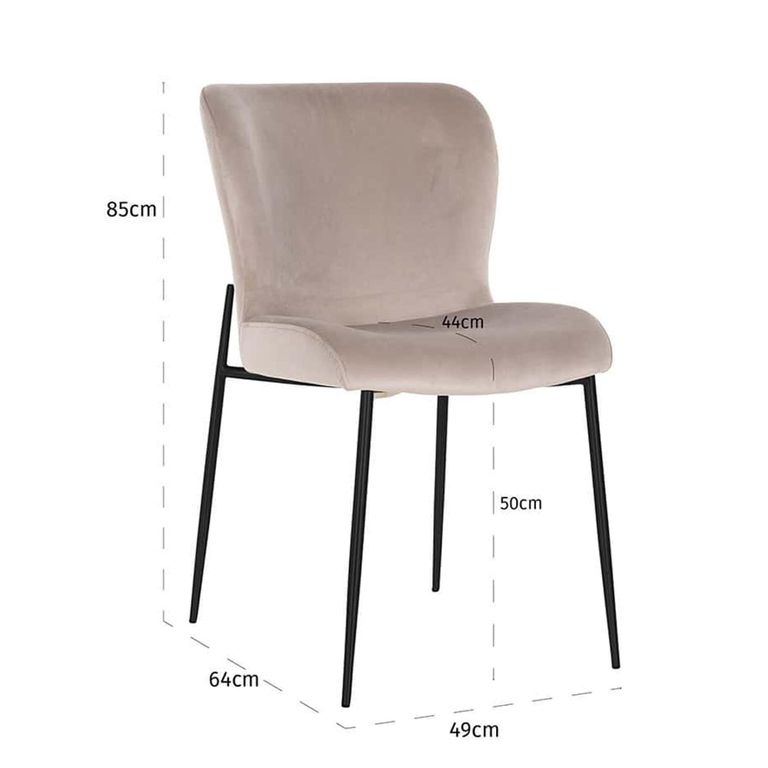 Darby Dining Chair - Curved Back - Set of 2 - Sand - Fabric and Metal