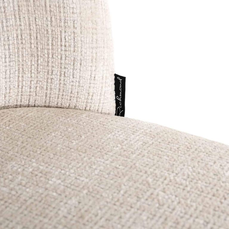 Elvi Dining Armchair - Set of 2 - Curved Back - Niagara Beige - Fabric and Metal