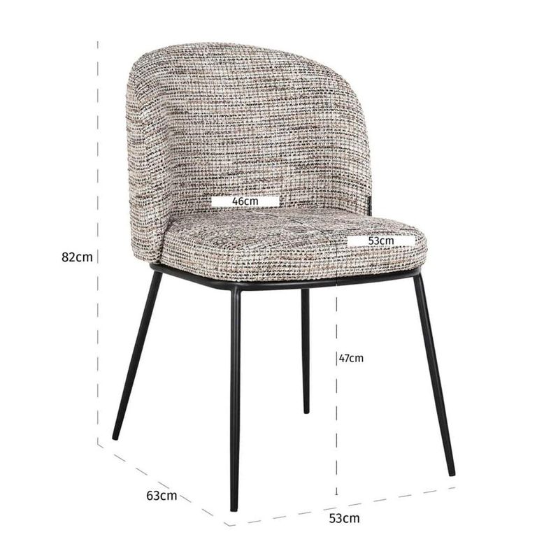 Elvi Dining Armchair - Set of 2 - Curved Back - Trendy Nature - Fabric and Metal