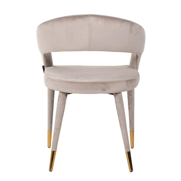 Gia Dining Armchair - Curved Back - Sand - Fabric and Metal