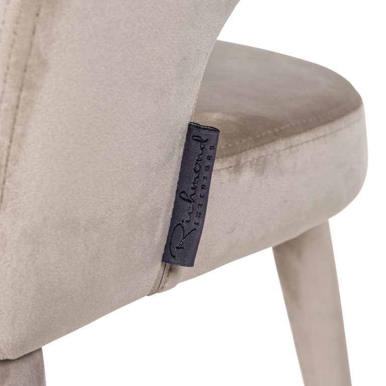 Gia Dining Armchair - Curved Back - Sand - Fabric and Metal