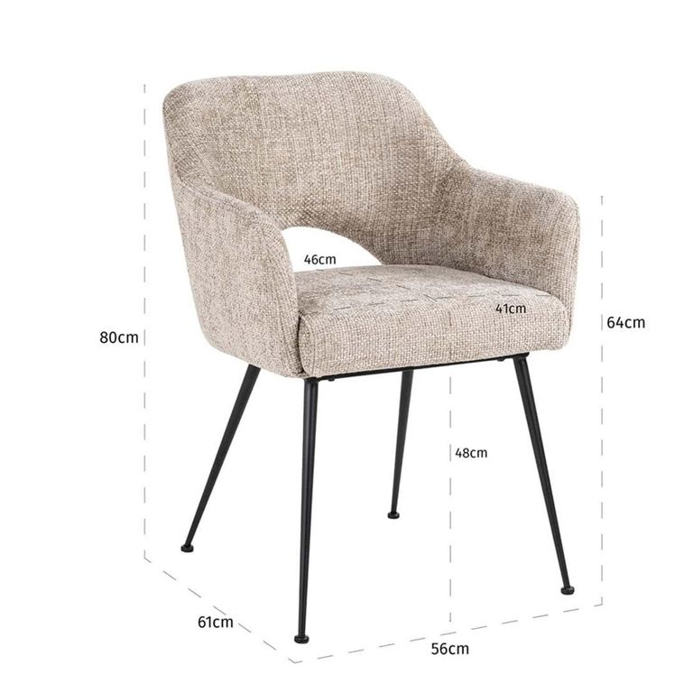Jenthe Dining Armchair - Renegade Desert - Fabric and Metal